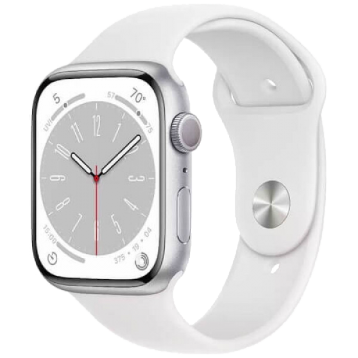Apple Watch Series 8 45mm LTE Silver Aluminum Case with White Sport Band (MP4J3)