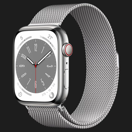 Apple Watch Series 8 45mm Silver Stainless Steel Case with Milanese Loop Silver (MNKG3/MNKJ3)