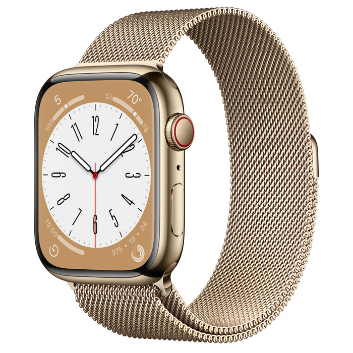 Apple Watch Series 8 45mm Gold Stainless Steel Case with Milanese Loop Gold (MNKP3/MNKQ3)