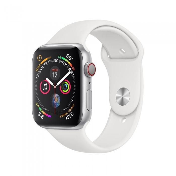Apple Watch Series 4 44mm GPS+LTE Silver Aluminum Case with White Sport Band (MTUU2)