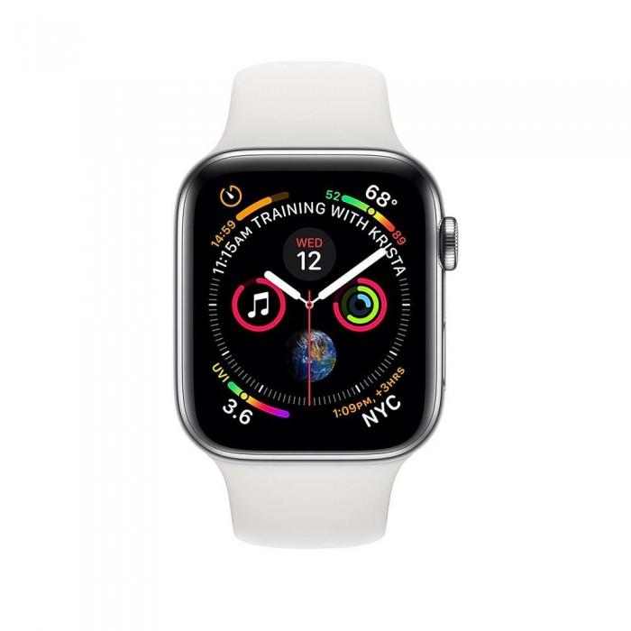 Apple Watch Series 4 40mm GPS+LTE Stainless Steel Case with White Sport Band (MTVJ2, MTUL2)