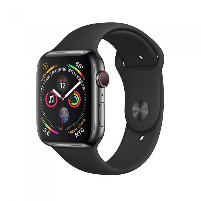 Apple Watch Series 4 44mm GPS + LTE Space Black Stainless Steel Case with Black Sport Band (MTV52, MTX22)