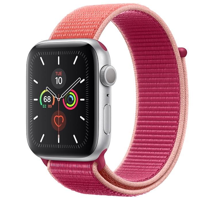 Apple Watch Series 5 44mm Silver Aluminium Case with Pomegramate Sport Loop (MWU02)