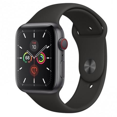 Apple Watch Series 5 GPS + LTE, 44mm Space Gray Aluminum Case with Black Sport Band (MWW12)
