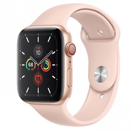 Apple Watch Series 5 GPS + LTE, 44mm Gold Aluminum Case with Pink Sand Sport Band (MWW02)
