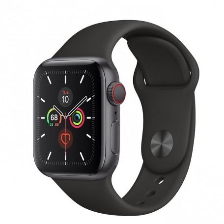 Apple Watch Series 5 GPS + LTE, 40mm Space Gray Aluminum Case with Black Sport Band (MWWQ2)
