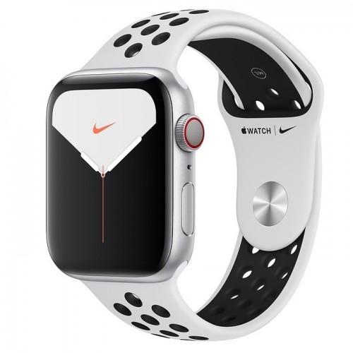 Apple Watch Series 5 Nike + 44mm GPS + LTE Silver Aluminum Case with Pure Platinum / Black Nike Sport Band (MX392)