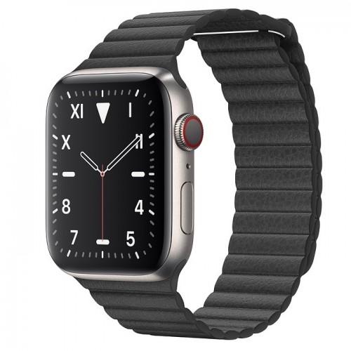 Apple Watch Series 5 Edition 44mm Titanium Case with Black Leather Loop (MWR62+MXAA2)