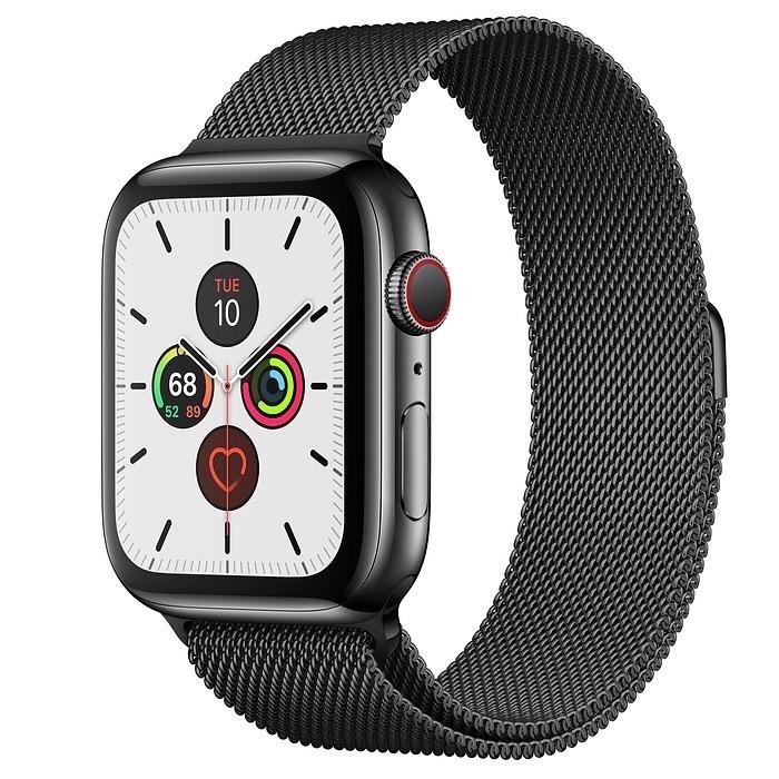 Apple Watch Series 5 44mm GPS + LTE Space Black Stainless Steel Case with Space Black Milanese Loop (MWW82, MWWL2)