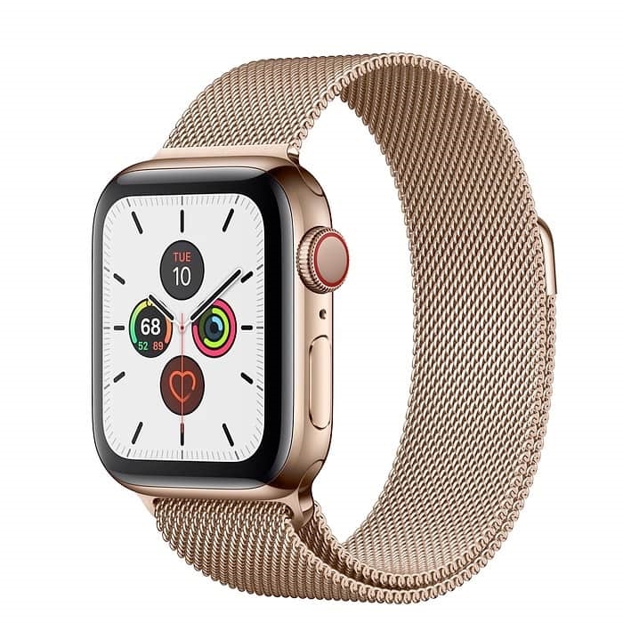 Apple Watch Series 5 40mm GPS + LTE Gold Stainless Steel Case with Gold Milanese Loop (MWWV2)