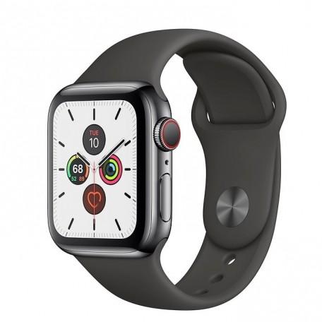 Apple Watch Series 5 40mm GPS+LTE Space Black Stainless Steel Case with Black Sport Band (MWWW2)