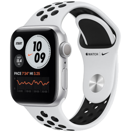 Apple Watch Series 6 Nike 40mm GPS Silver Aluminum Case with Pure Platinum/Black Nike Sport Band (M00T3)