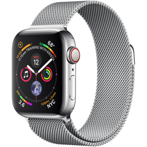 Apple Watch Series 6 44mm GPS+LTE Silver Stainless Steel Case with Silver Milanese Loop (M07M3)