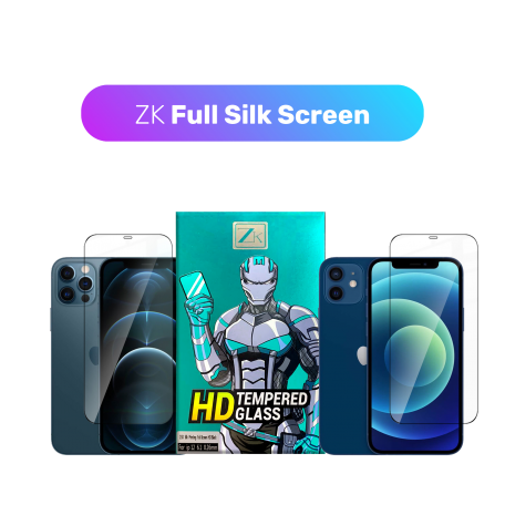 Захисне скло ZK для iPhone 12/12 Pro 2.5D Full Silk Screen 0.26mm [+ Задня плівка в комплекті] [Black]