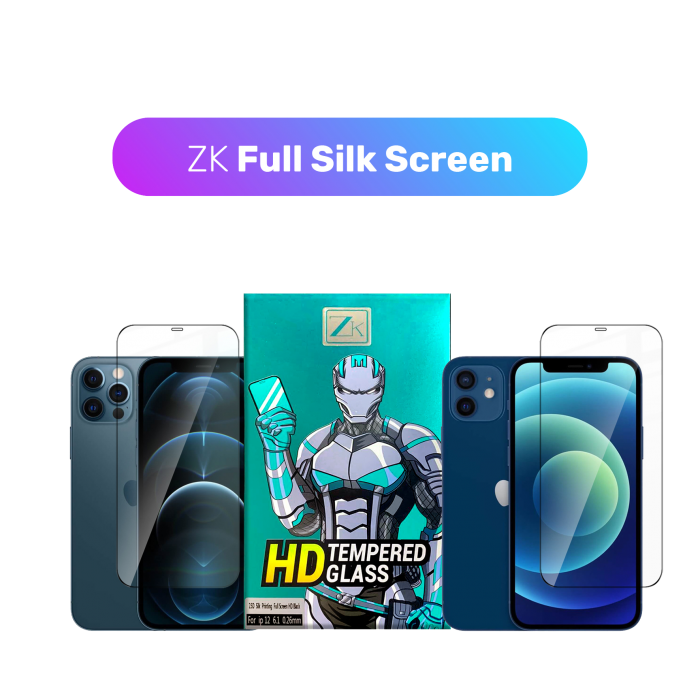 Защитное стекло ZK для iPhone 12/12 Pro 2.5D Full Silk Screen 0.26mm [+ Задняя пленка в комплекте][Black]