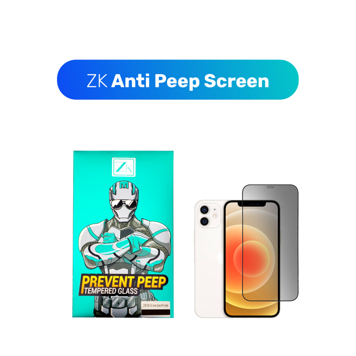 Захисне скло ZK для iPhone 12 Mini 2.5D Anti Peep 0.26mm [+ Задня плівка в комплекті] [Black]