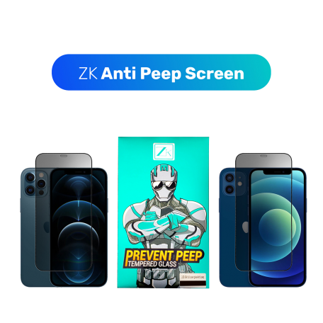 Захисне скло ZK для iPhone 12/12 Pro 2.5D Anti Peep 0.26mm [+ Задня плівка в комплекті] [Black]
