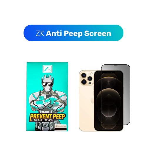 Захисне скло ZK для iPhone 12 Pro Max 2.5D Anti Peep 0.26mm [+ Задня плівка в комплекті] [Black]