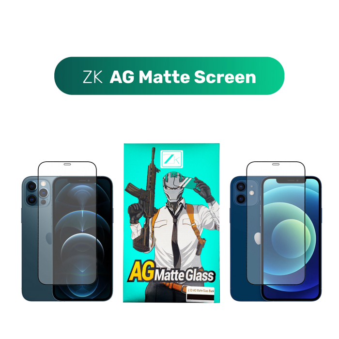 Захисне скло ZK для iPhone 12/12 Pro 2.5D AG Matte Screen 0.26mm [+ Задня плівка в комплекті] [Black]