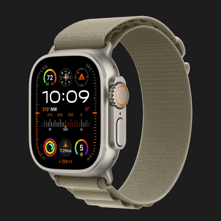 Apple Watch Ultra 2 49mm GPS + LTE Titanium Case with Olive Alpine Loop (2023)