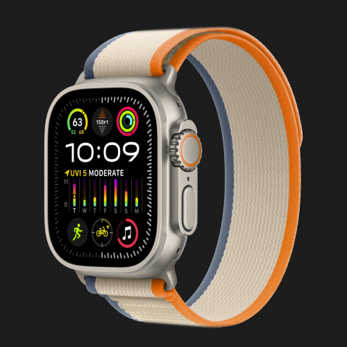 Apple Watch Ultra 2 49mm GPS + LTE Titanium Case with Orange/Beige Trail Loop (2023)
