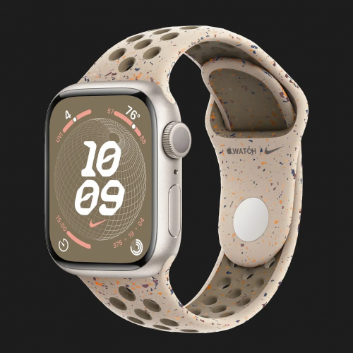 Apple Watch Series 9 41mm Starlight Aluminum Case with Desert Stone Nike Sport Band